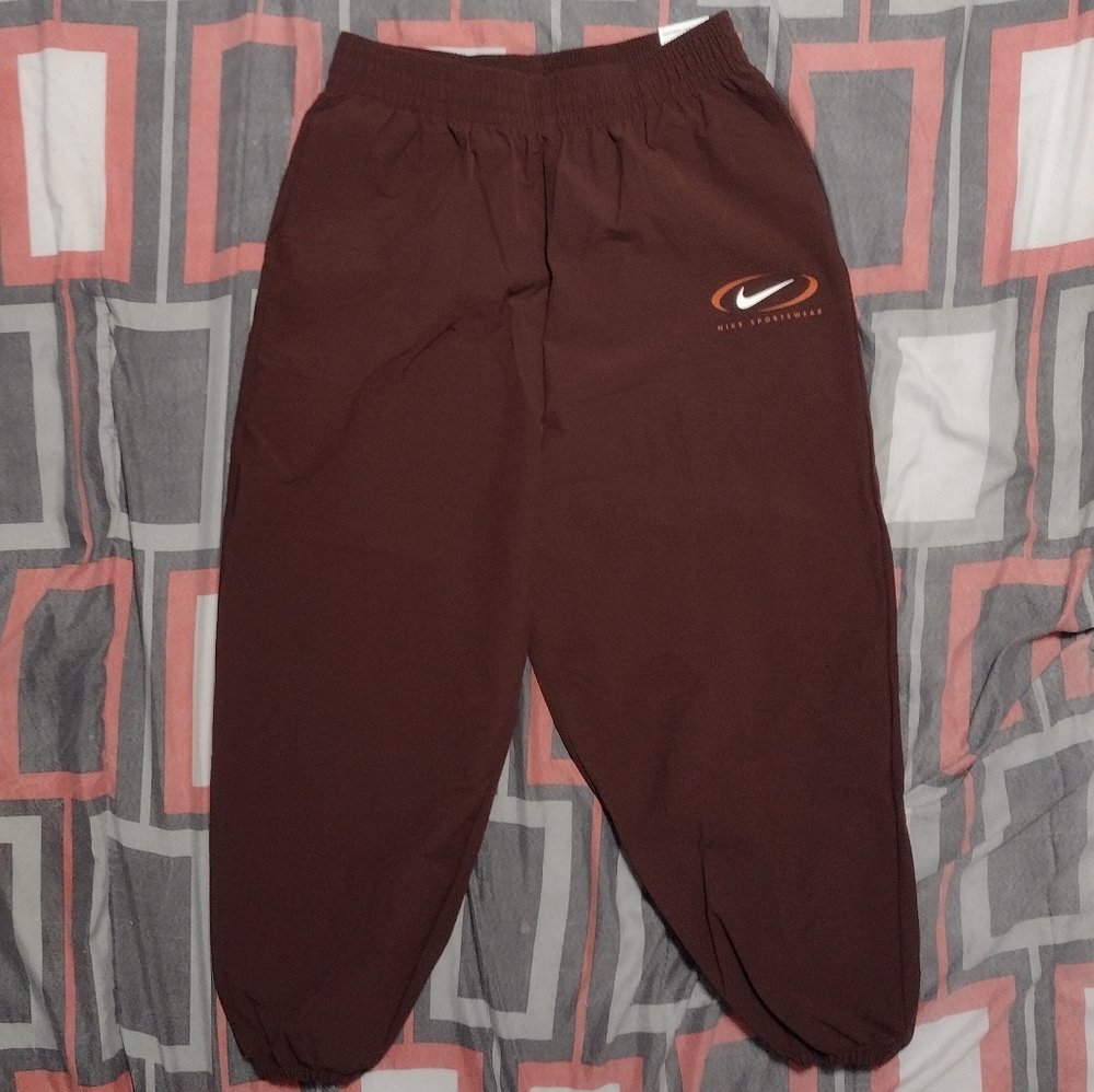 Nike Sportswear trend woven joggers brown womens size LARGE